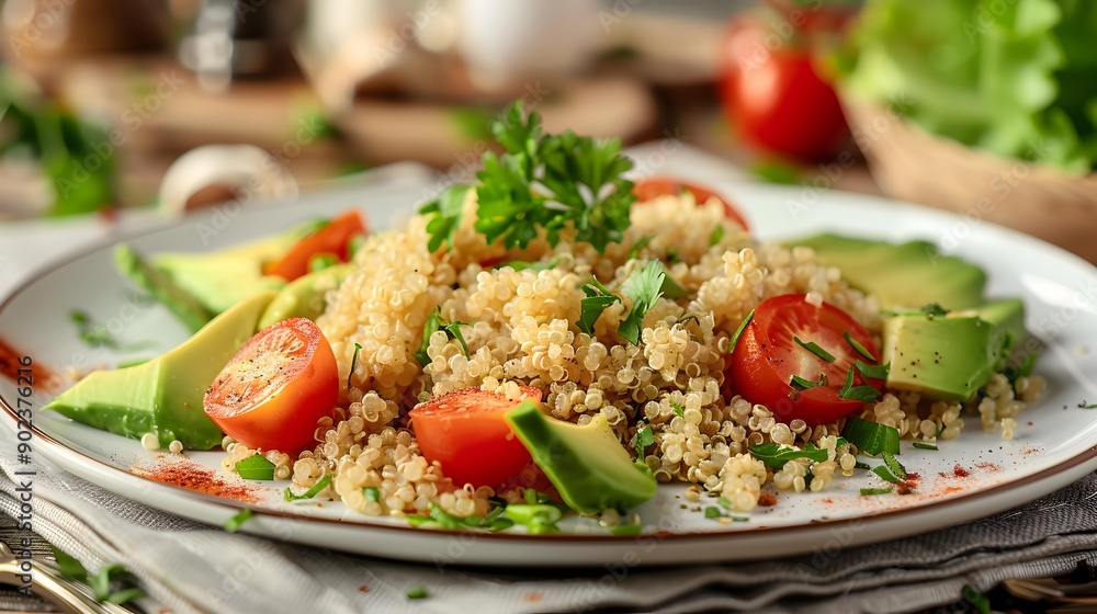 Quinoa portion of quinoa with vegetables image Quinoa portion of quinoa with vegetables image