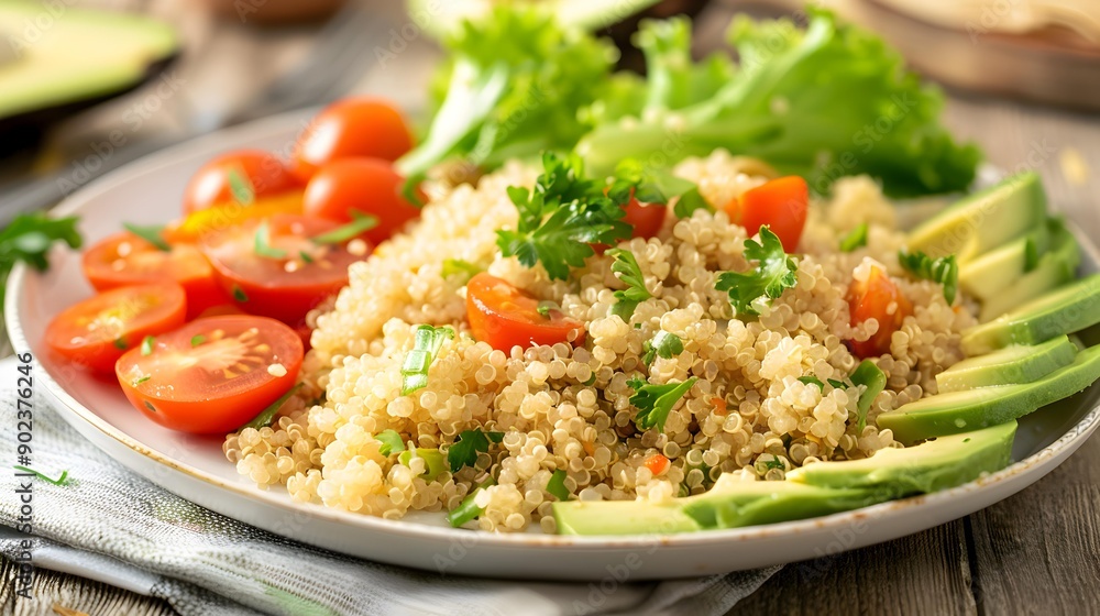 Quinoa portion of quinoa with vegetables Quinoa portion of quinoa with vegetables