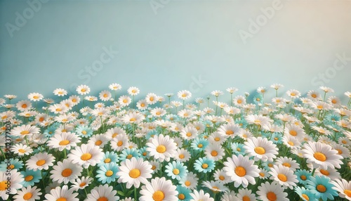 A vibrant field of daisies under a clear blue sky, capturing the essence of spring and nature’s beauty. 