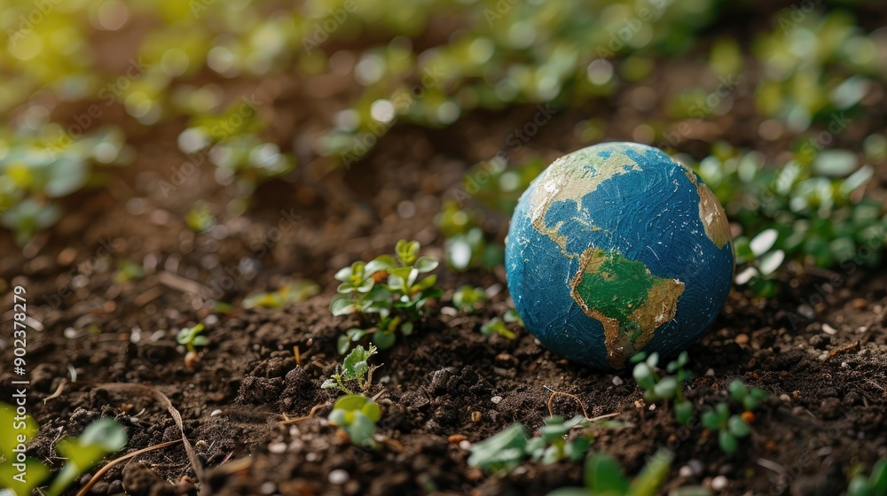 Paper model of Earth on natural background with focus on environment and ecology Top view with space for text Paper model of Earth on natural background with focus on environment and ecology Top view with space for text