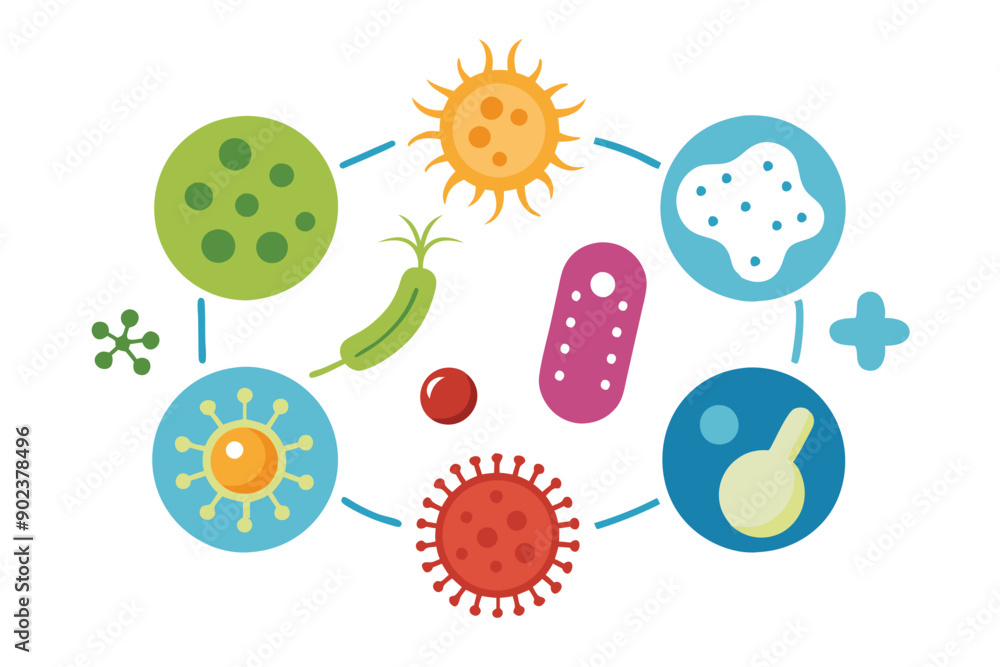Probiotics bacteria, microbes, infection and pathogen cells concept editable stroke outline, icon set Vector illustration on white background. Probiotics bacteria, microbes, infection and pathogen cells concept editable stroke outline, icon set Vector illustration on white background.