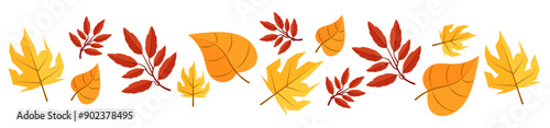 fall season leaves autumn border divider decoration clipart illustration 
