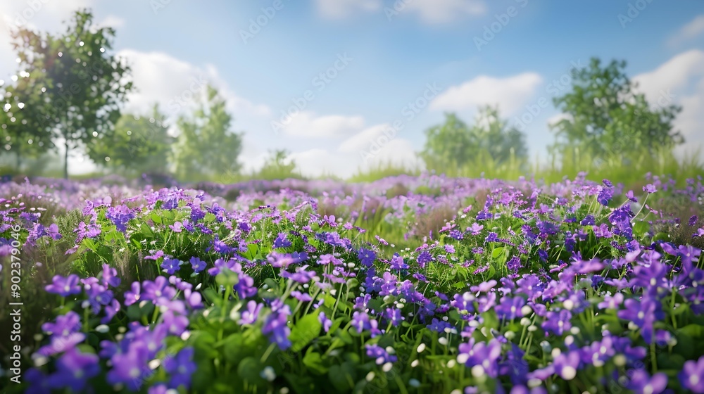 Violet meadow is a blooming meadow of violets Violet meadow is a blooming meadow of violets
