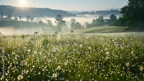 Meadow a morning meadow covered with dew img photo