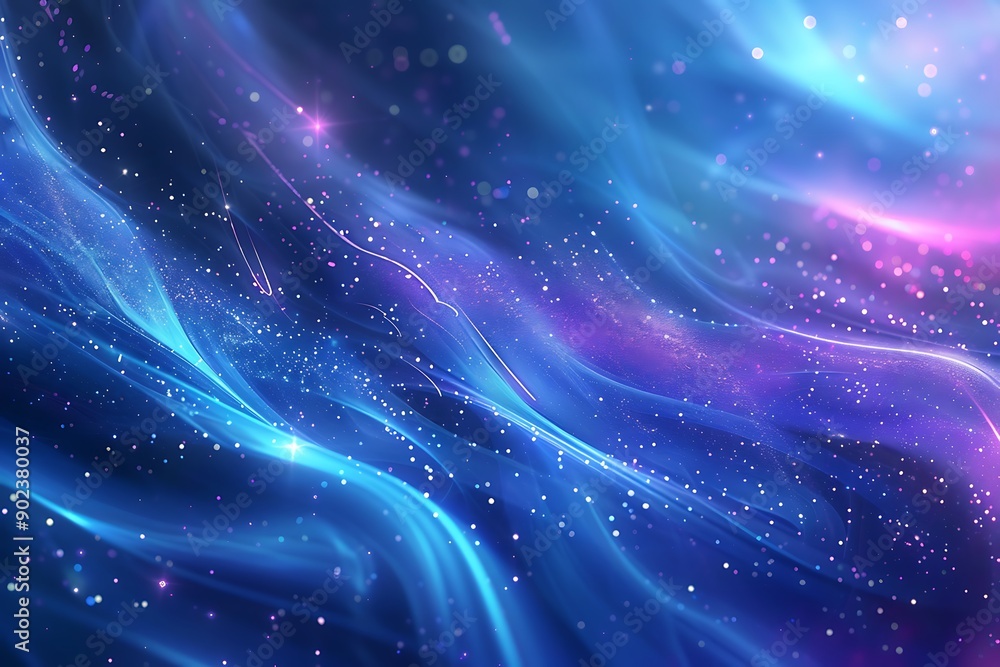 An enchanting cosmic abstract design with deep blue fading into light purple, highlighted by neon streaks and soft glowing particles, capturing the essence of cosmic beauty. An enchanting cosmic abstract design with deep blue fading into light purple, highlighted by neon streaks and soft glowing particles, capturing the essence of cosmic beauty.