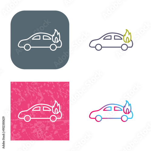 Unique Car on Fire Icon Design