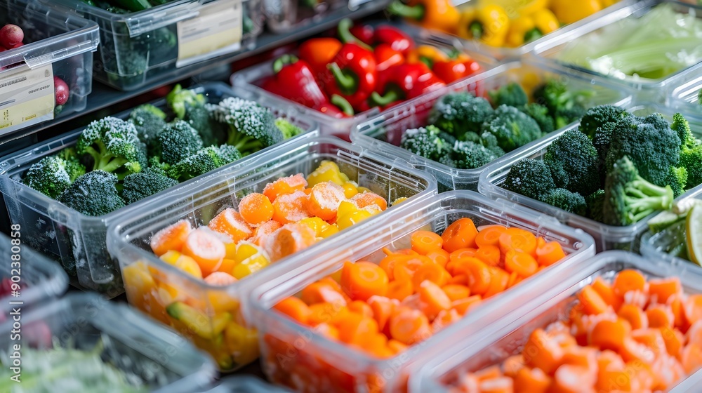 Vegetables are neatly arranged in plastic containers picture Vegetables are neatly arranged in plastic containers picture