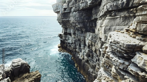 A cliff descending to the sea with sheer picture photo