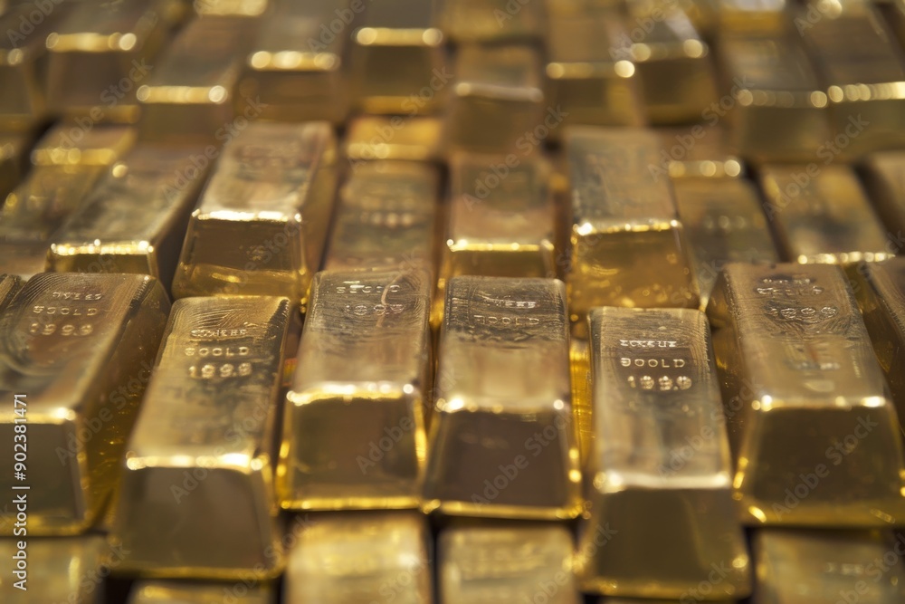 A Pile of Gold Bars, Shining and Stacked A Pile of Gold Bars, Shining and Stacked