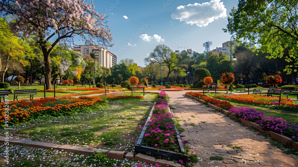 Fototapeta premium Park in spring is a blooming park picture