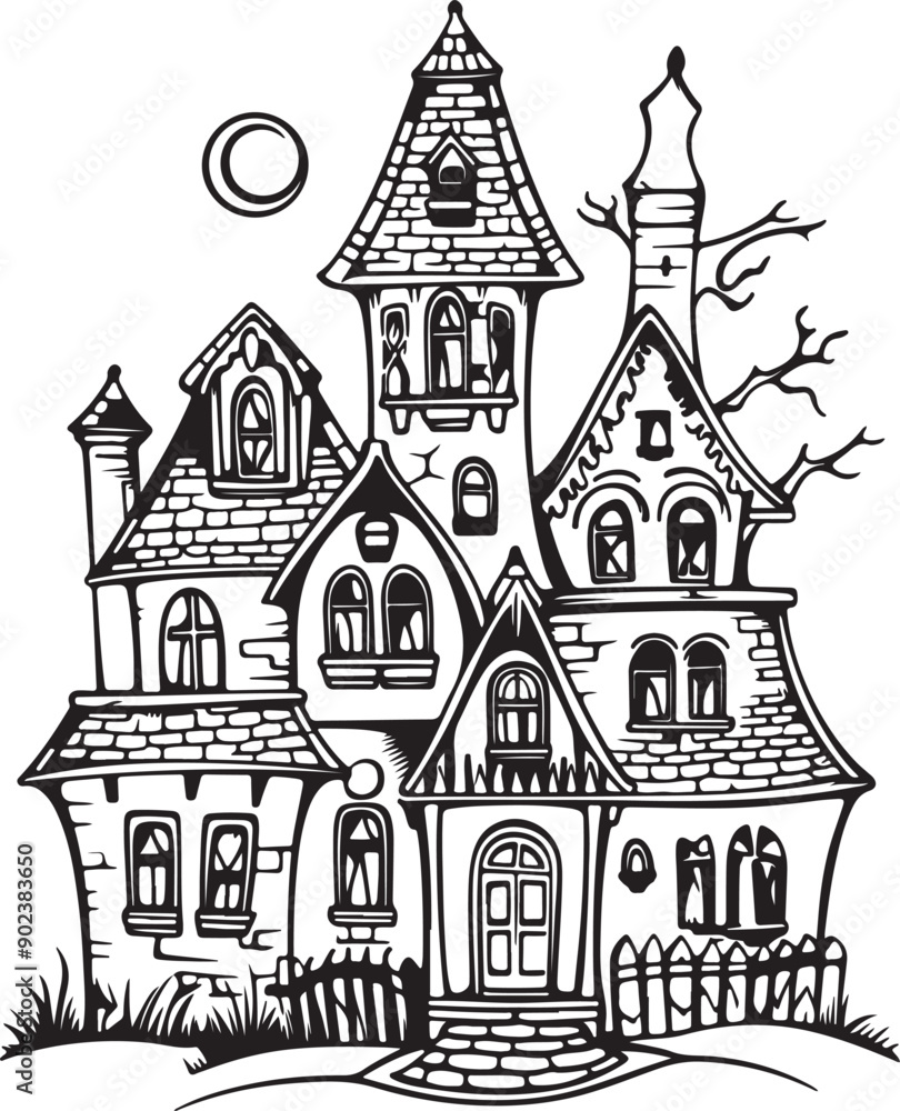 Spooky Halloween illustration Silhouettes Spooky Halloween illustration Silhouettes