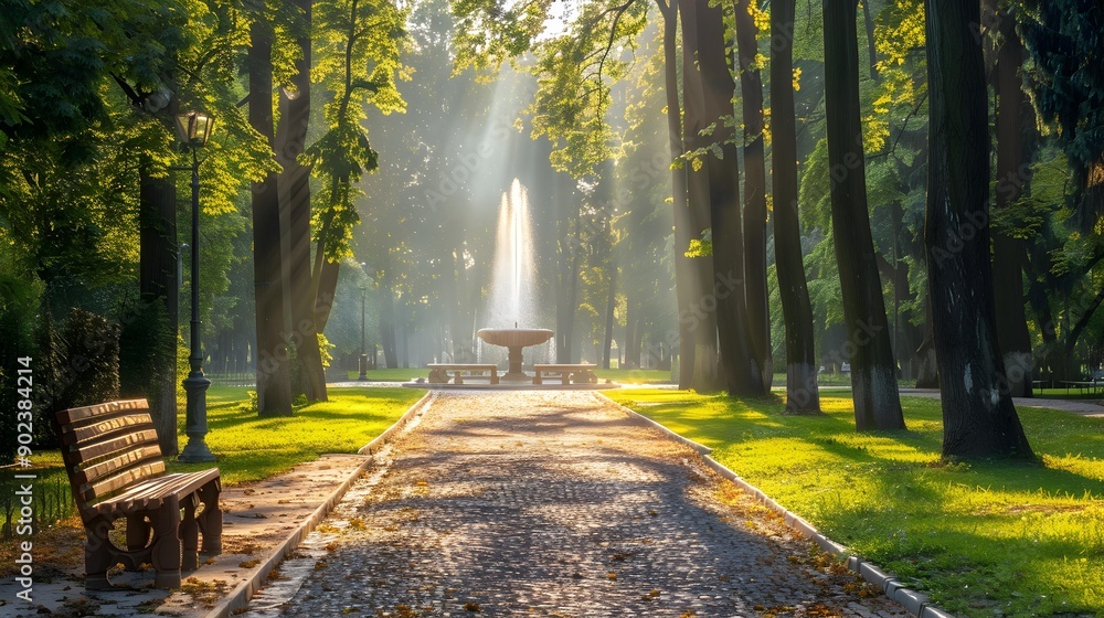 Obraz premium Alley in a national park surrounded by tall picture
