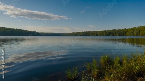 The lake’s peaceful surface captured in the gentle light of a spring afternoon