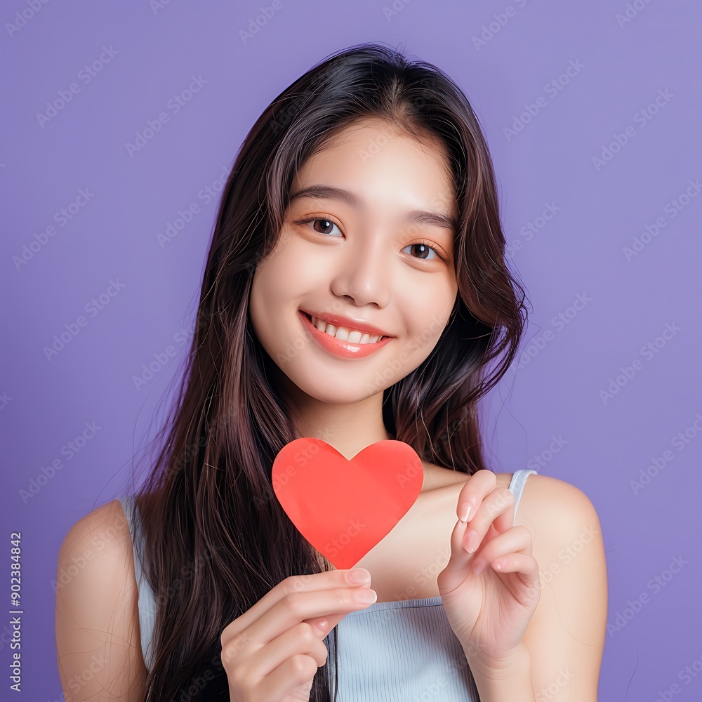Indian happy woman holding a red heart pillow isolated on grey studio background.
Indian happy woman holding a red heart pillow isolated on grey studio background.