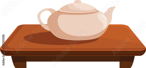 Simple yet elegant ceramic teapot sits on a wooden tray, ready to steep a soothing cup of tea