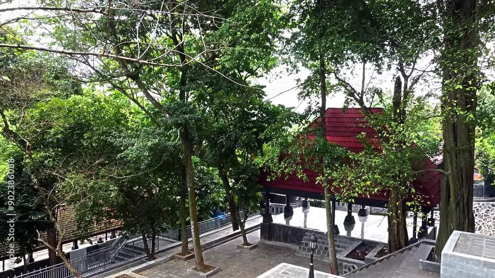 Serene Park with Lush Greenery and Pavilion Serene Park with Lush Greenery and Pavilion