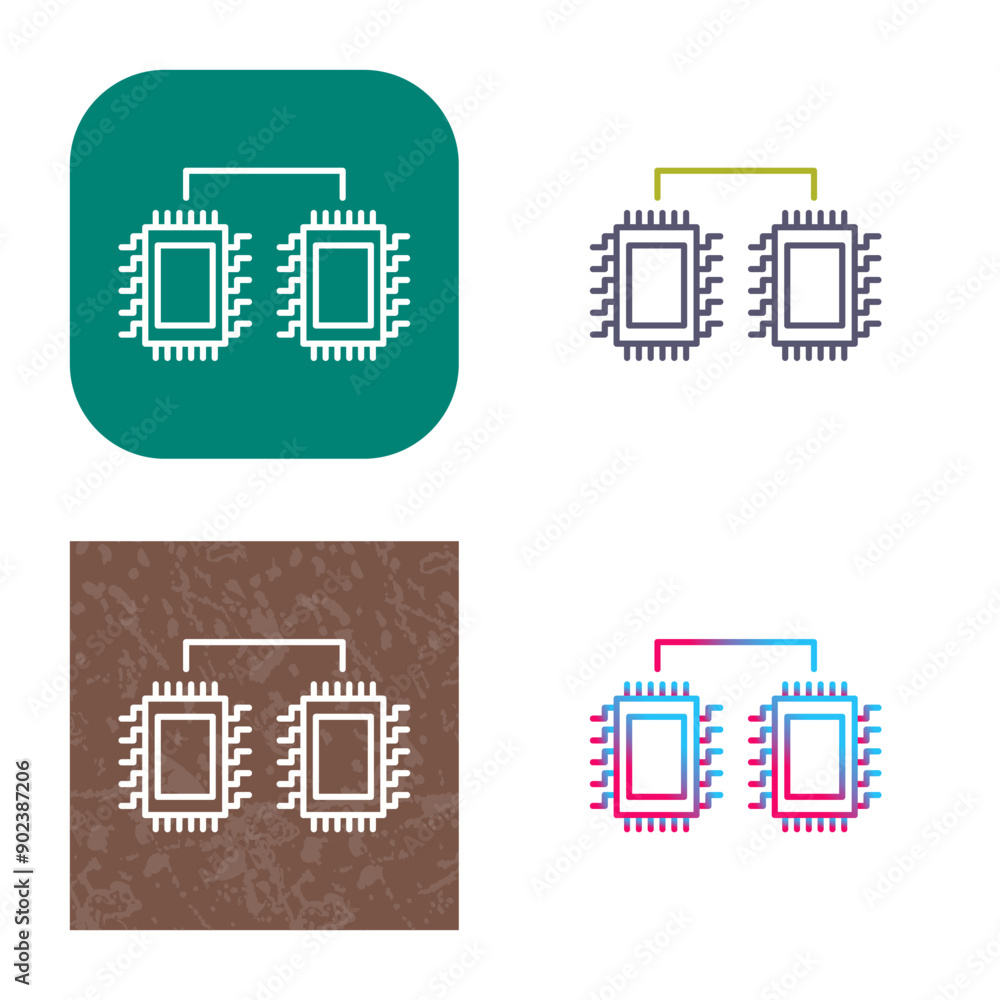 Processors Connected Icon Design Processors Connected Icon Design