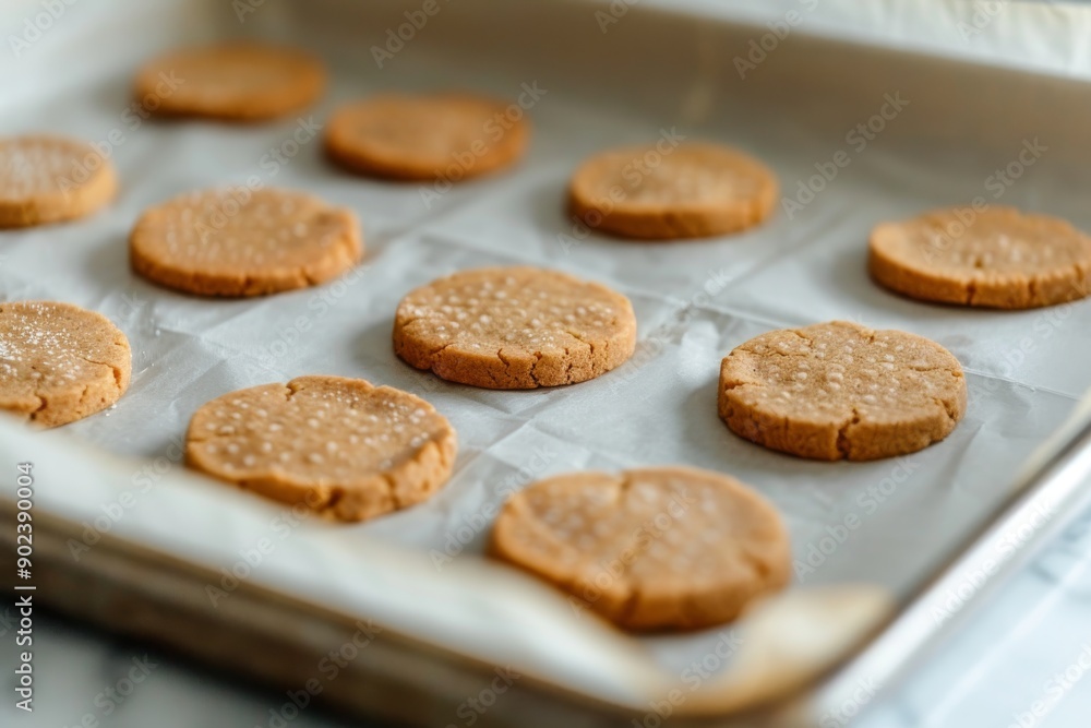 Close Up of Sugar Cookies on Baking Sheet Close Up of Sugar Cookies on Baking Sheet