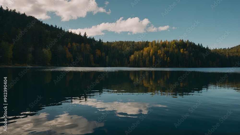 A beautiful lakeside view with reflections of a tranquil spring sunrise A beautiful lakeside view with reflections of a tranquil spring sunrise