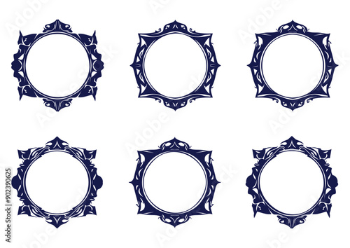 Elegant Vintage Circular Frame Designs As Ornate Vector Collection for Decorative Logos, Cards, Posters, and Backgrounds