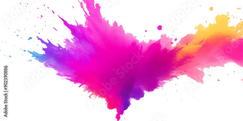 Multicolor powder explosion on White background. Colored cloud. Colorful dust explode. Paint Holi. colorful rainbow Holi paint color powder explosion with bright colors isolated white background.	