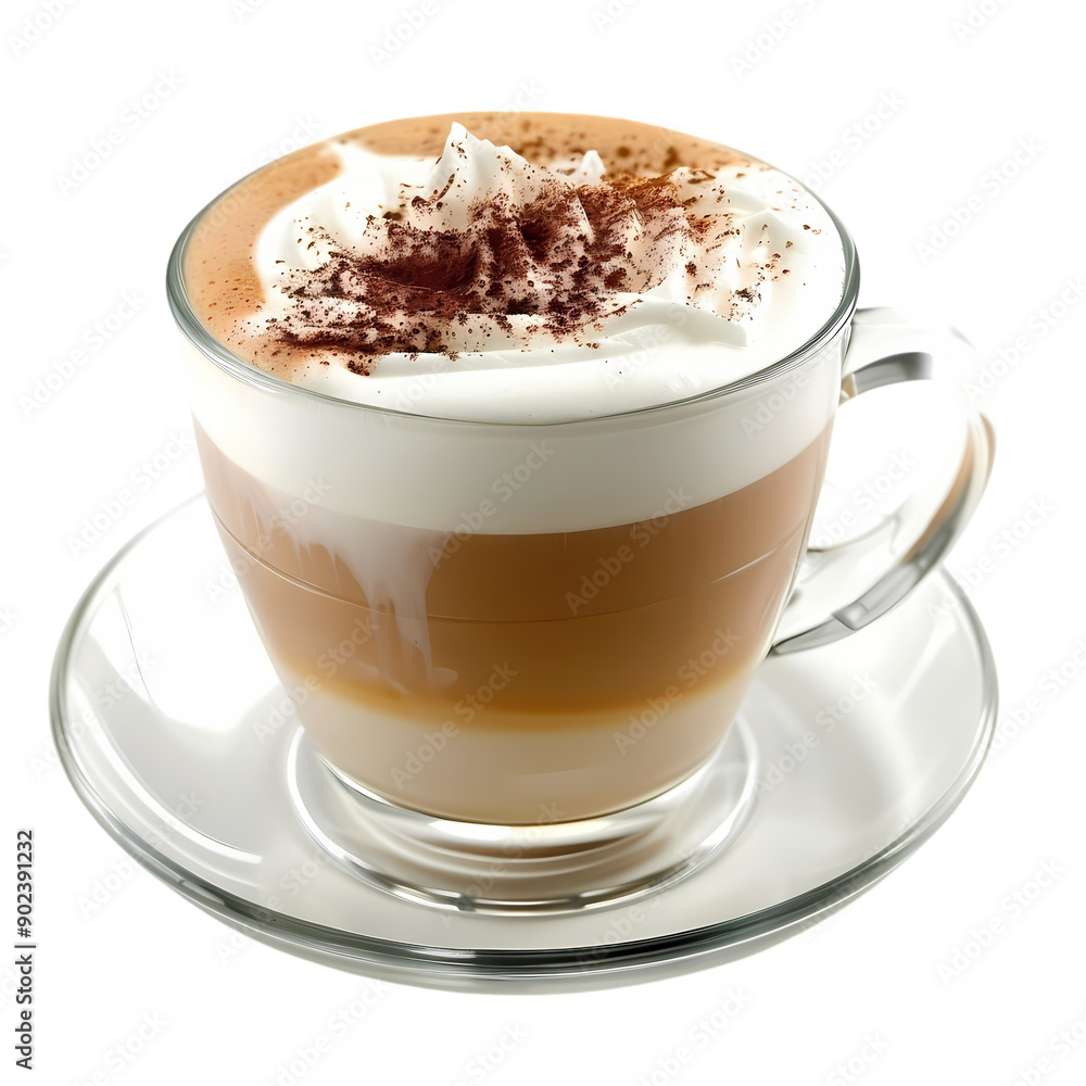 A creamy coffee drink topped with whipped cream and cocoa powder sits on a clear glass saucer, inviting warmth and sweetness for a delightful experience A creamy coffee drink topped with whipped cream and cocoa powder sits on a clear glass saucer, inviting warmth and sweetness for a delightful experience