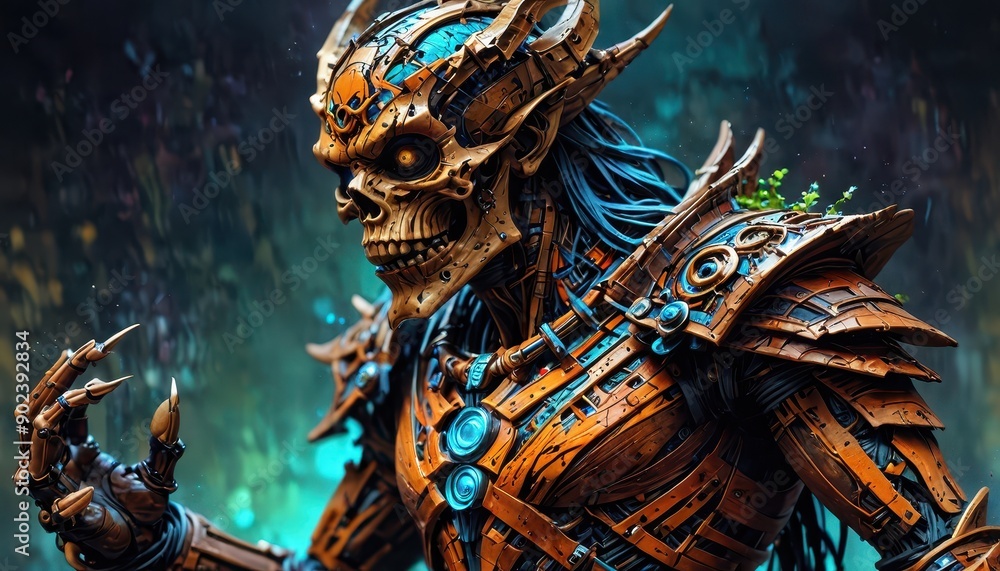 Fototapeta premium Cybernetic Skull Warrior.