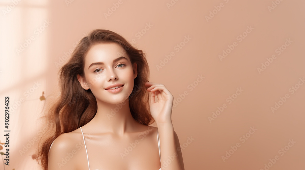 closeup portrait of young happy woman looking in camera closeup portrait of young happy woman looking in camera