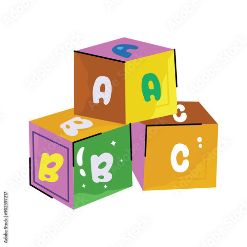 Try this sketchy sticker of letter cubes