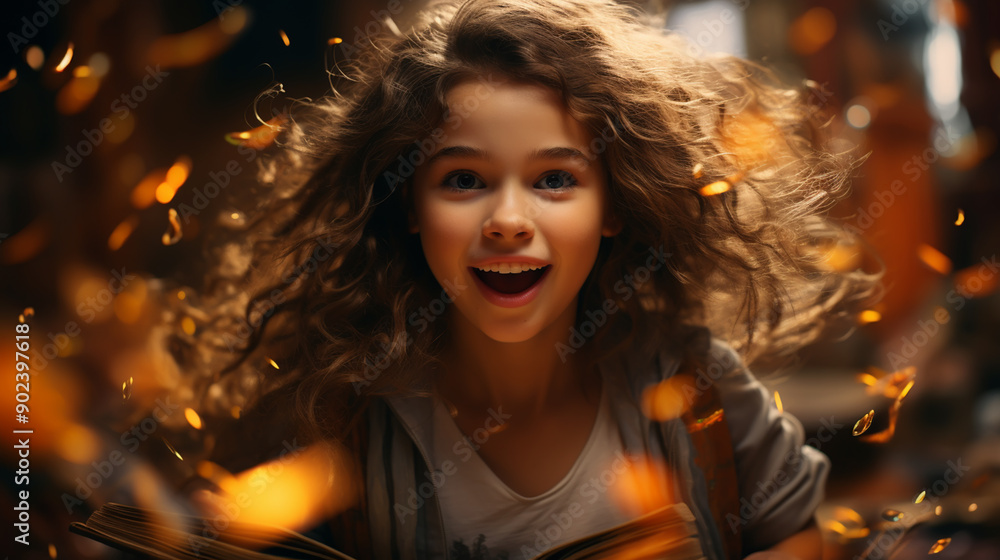 child little girl reading a magic book in the dark home child little girl reading a magic book in the dark home