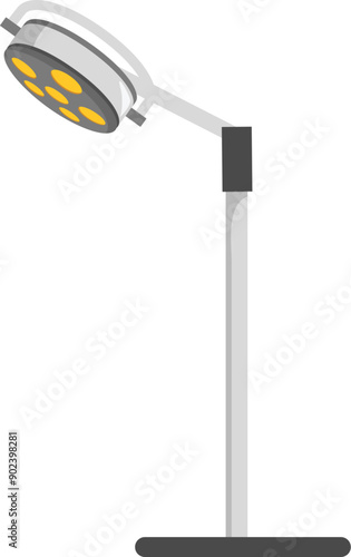 Surgical lamp standing in an empty operating room, representing healthcare and medical intervention