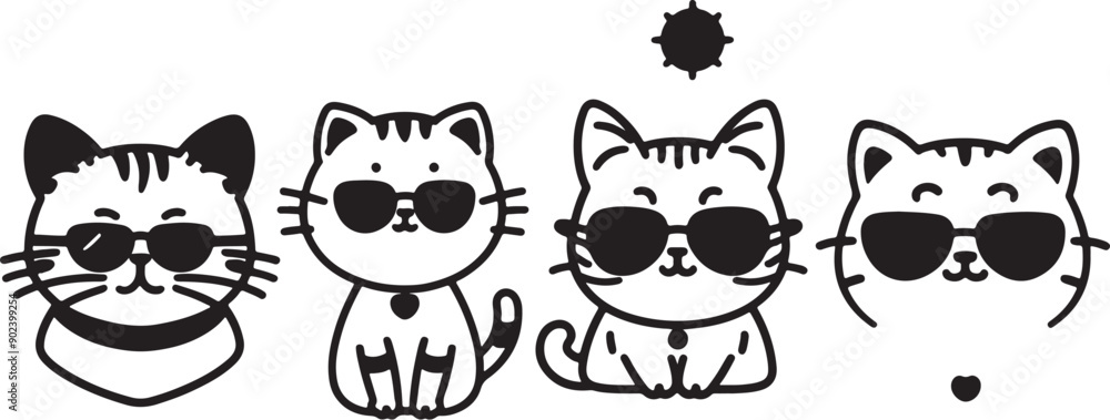 Cute cat Outline silhouette. Vector illustration. Cute cat Outline silhouette. Vector illustration.