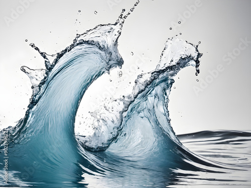 Dynamic Water Splash Isolated on a White Background