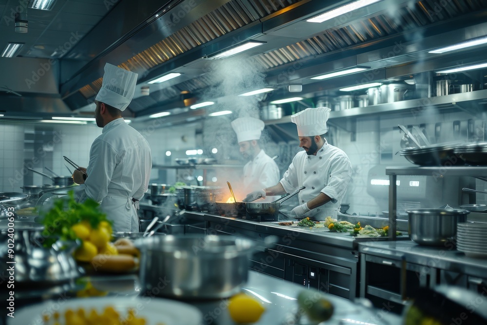Professional Chefs in a Busy Restaurant Kitchen Professional Chefs in a Busy Restaurant Kitchen
