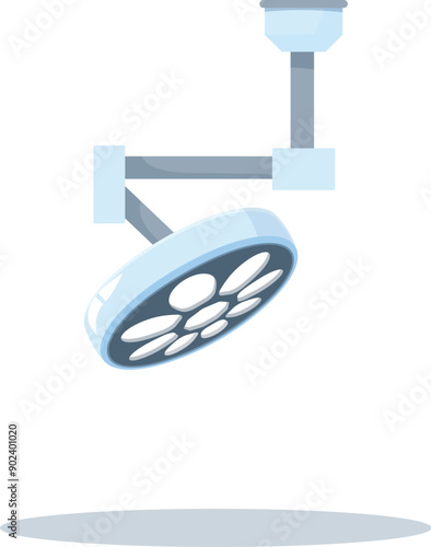 Surgical lamp hanging from ceiling providing light during operation