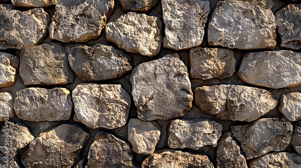 A brick wall made of various rocks and stones A brick wall made of various rocks and stones