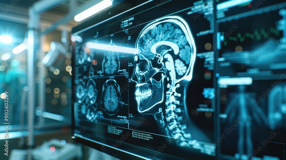 Plastic surgery of body using AI technology, examining x-ray screen for medical treatment, AI generated for ads Plastic surgery of body using AI technology, examining x-ray screen for medical treatment, AI generated for ads