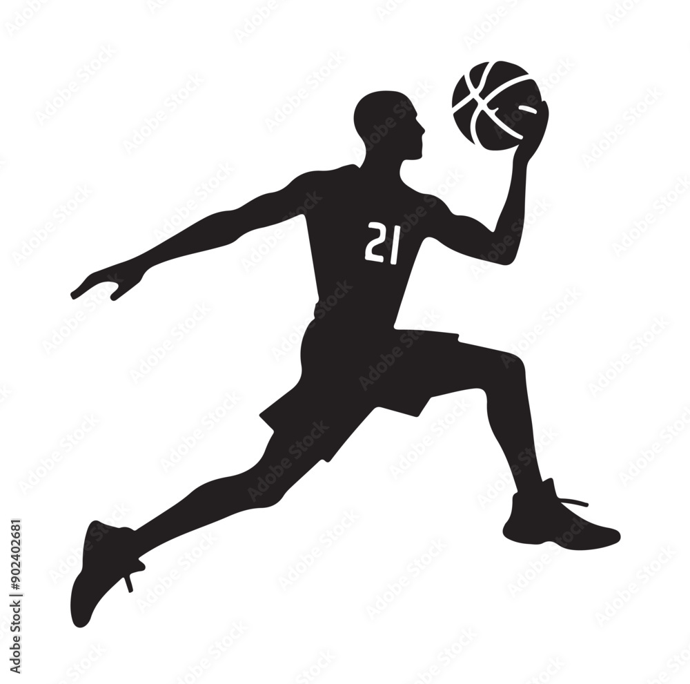 Silhouette of Basketball Player in Action Jumping with Ball
Silhouette of Basketball Player in Action Jumping with Ball