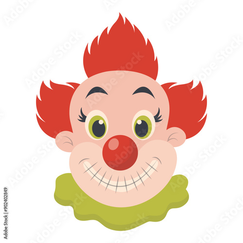 Cartoon Clown Mask Illustration on White Background. Vector Clipart in Cute Design.