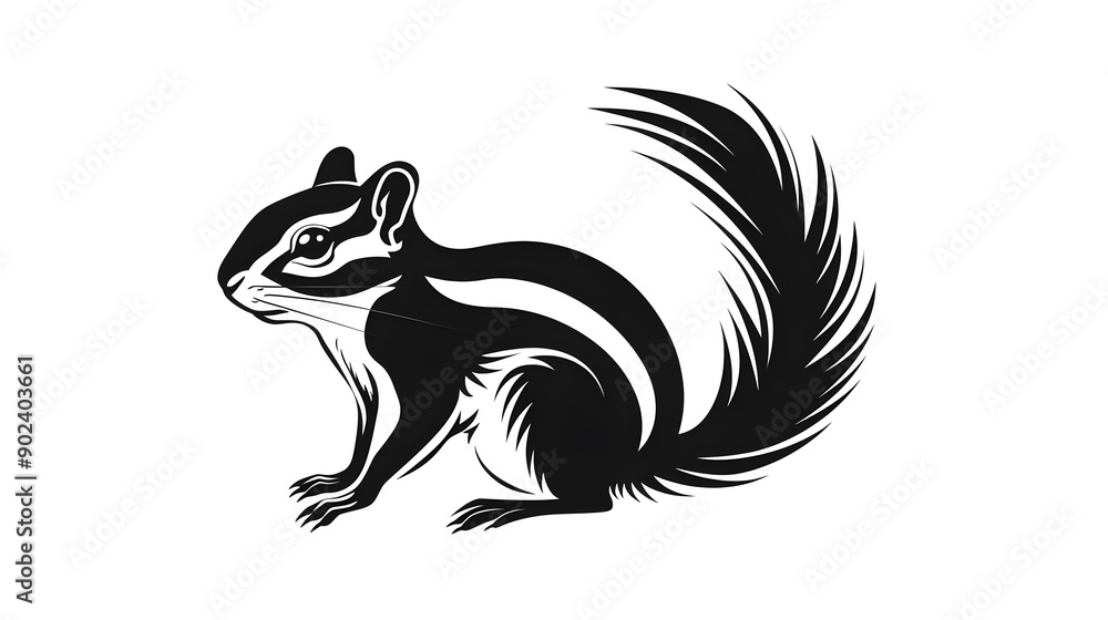 black silhouette of Chipmunk illustration icon for logo, isolated on white background black silhouette of Chipmunk illustration icon for logo, isolated on white background