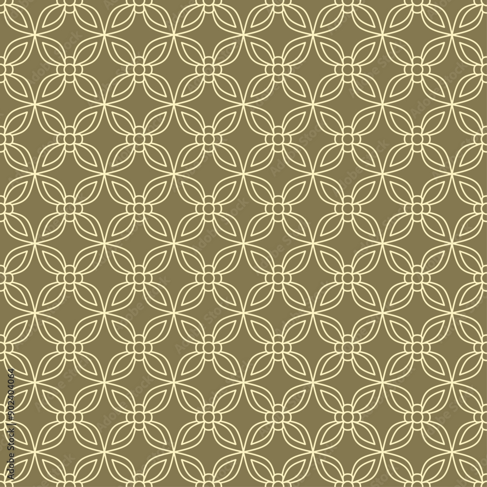 Fototapeta premium Seamless pattern with floral ornaments arranged symmetrically and repeating on a gray brown background. Suitable for decoration designs such as textiles, tiles, wallpapers, backdrops, etc.