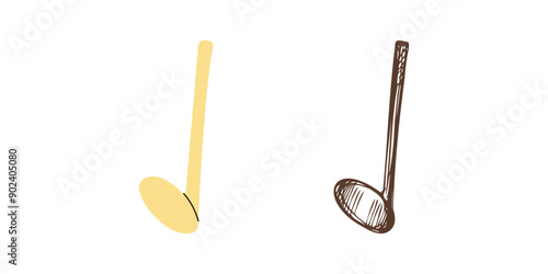 Vector flat and hand drawn sketch style music Illustration. Musical note sketch. Back to School.