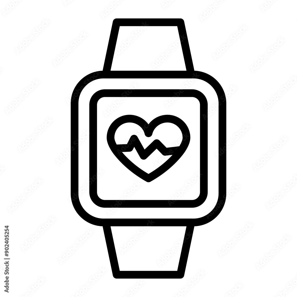 Fitness Tracker Vector Line Icon Design Fitness Tracker Vector Line Icon Design