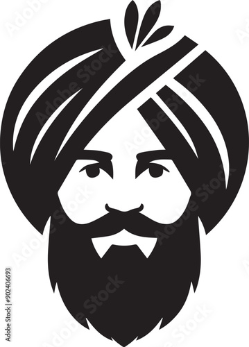 a punjabi man with turban logo simple flat vector silhouette