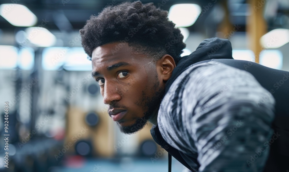 Determined athlete pushing through a workout. AI. Determined athlete pushing through a workout. AI.