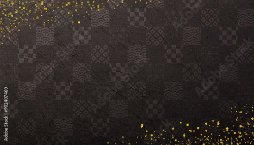 黒い和柄 和紙の背景