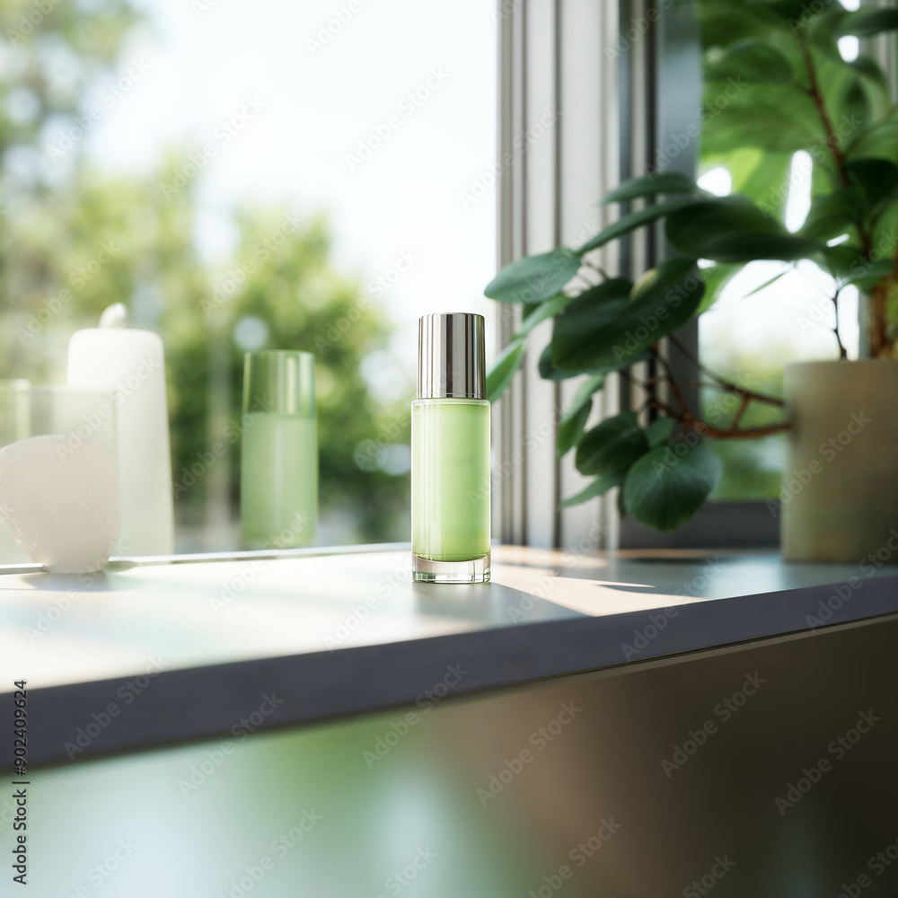 Cosmetic bottle on table closeup Cosmetics branding mockup
Cosmetic bottle on table closeup Cosmetics branding mockup