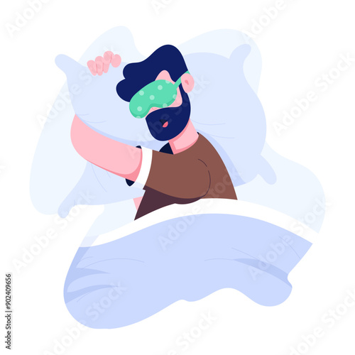 A flat character illustration of sleeping 