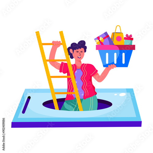 A grocery order illustration designed in flat style 