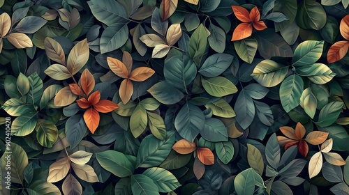 Abstract floral texture with vibrant autumn foliage as natural background